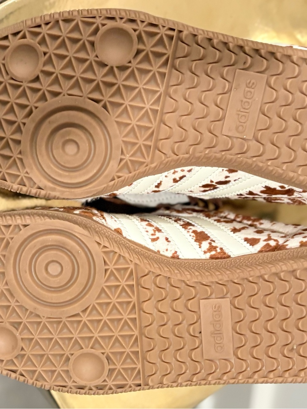 adidas Brown and White Cow-Print Lace-Up Sneakers - Picture 5 of 5